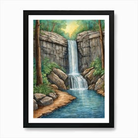 Waterfall In The Woods 1 Art Print