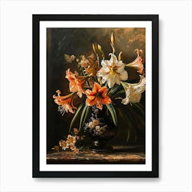 Baroque Floral Still Life Amaryllis 4 Art Print