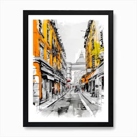 Street Sketch - Street Stock Videos & Royalty-Free Footage Art Print