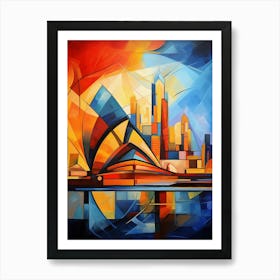 Opera House Sydney III, Modern Abstract Cubism Picasso Style Vibrant Painting Art Print