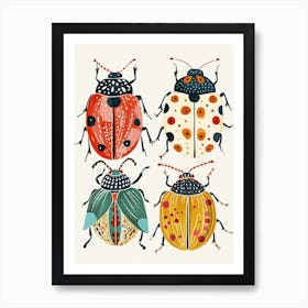 Colourful Insect Illustration Ladybug 31 Art Print