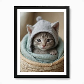 Kitten In A Basket 3 Art Print