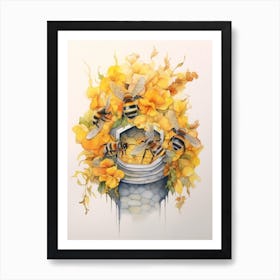 Beehive With Stock Watercolour Illustration 3 Art Print