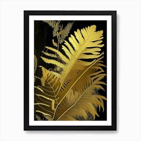 Golden Leather Fern Rousseau Inspired Art Print