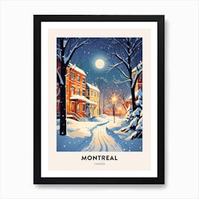 Winter Night  Travel Poster Montreal Canada 2 Art Print