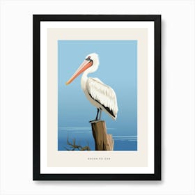 Minimalist Brown Pelican 4 Bird Poster Art Print