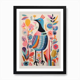 Colourful Scandi Bird Dove 1 Art Print