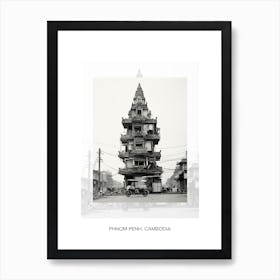 Poster Of Phnom Penh, Cambodia, Black And White Old Photo 1 Art Print