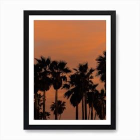 Venice Beach Orange Sunset California Palms Art Print