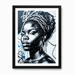 Graffiti Mural Of Beautiful Black Woman 26 Art Print