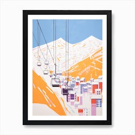 Val D Isere   France, Ski Resort Pastel Colours Illustration 1 Art Print