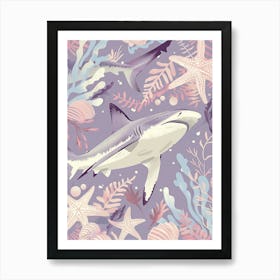 Purple Smooth Hammerhead Shark 1 Art Print