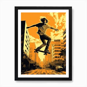 Skateboarding In Sao Paulo, Brazil Drawing 2 Art Print