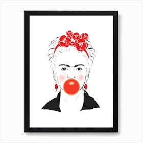 Frida Kahlo Bubble Gum Portrait Art Print