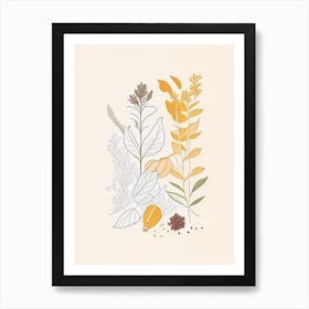 Ginger Spices And Herbs Minimal Line Drawing 1 Art Print