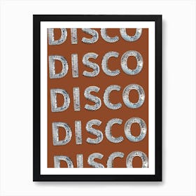 DISCO! Disco Ball Styled Typography, Fall Brown Color Art Print