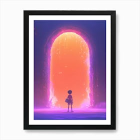 Doorway Anime Colorful Modern Illustration Art Print