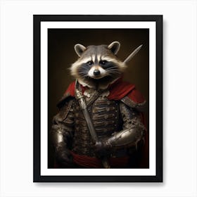 Vintage Portrait Of A Common Raccoon Dressed As A Knight 3 Art Print