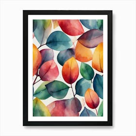 Watercolor Leaves 8 Art Print