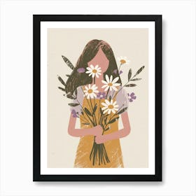 Spring Girl With Purple Flowers 6 Art Print