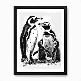 King Penguin Feeding Their Chicks 1 Art Print