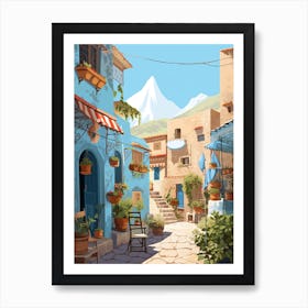 Chefchaouen Morocco 3 Illustration Art Print