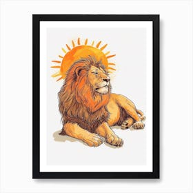 Barbary Lion Resting In The Sun Clipart 1 Art Print