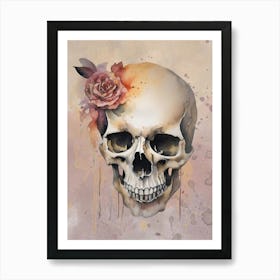 Skull With Flower Art Print