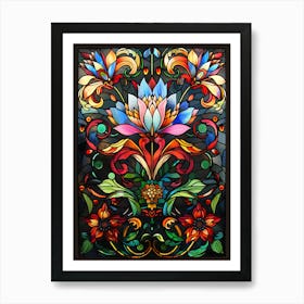 Colorful Stained Glass Flowers 17 Art Print