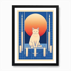 White Cat Tarot Card Illustration 3 Art Print