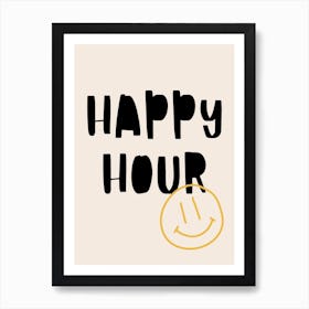 Happy Hour Poster Black & Yellow Art Print