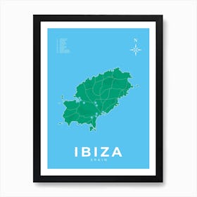 Ibiza Map Blue Art Print