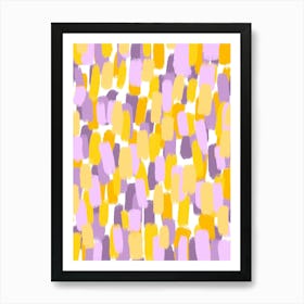 Abstract Brush Stroke Purple and Yellow Art Print