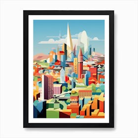 Frankfurt, Germany, Geometric Illustration 2 Art Print