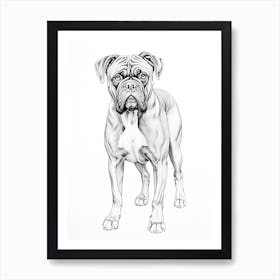 Boxer Dog, Line Drawing 6 Art Print