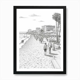 View Of Los Angeles California, Usa Line Art Black And White 12 Art Print