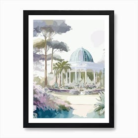 Auckland Domain Wintergardens, 1, New Zealand Pastel Watercolour Art Print