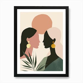 Two Women With Earrings Art Print