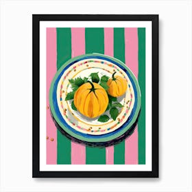 A Plate Of Pumpkins, Autumn Food Illustration Top View 67 Art Print