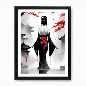 Traditional Japanese Art Style Geisha Girl 18 Art Print