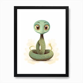 Watercolour Jungle Animal King Cobra 1 Art Print