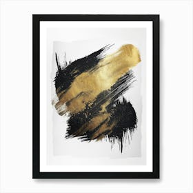 Gold And Black Brush Strokes 25 Art Print