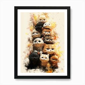 Cats In A Tower Art Print