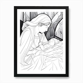 Line Art Inspired By The Birth Of Tragedy 1 Art Print