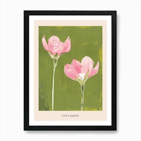 Pink & Green Cyclamen 2 Flower Poster Art Print