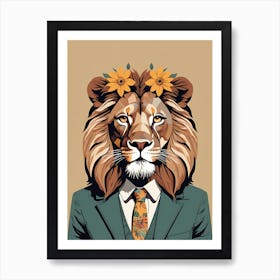 Lion Portrait In A Suit (8) Art Print