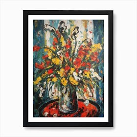 Snapdragon Still Life Flowers Abstract Expressionism  Art Print