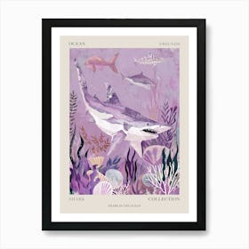 Purple Shark Deep In The Ocean Illustration 4 Poster Art Print