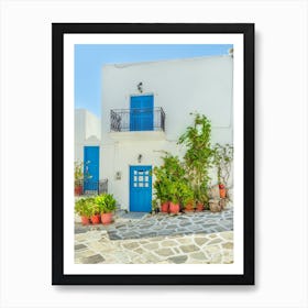 Blue Doors And Shutters In Paros Art Print