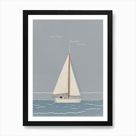 Blue Sailboat Art Print